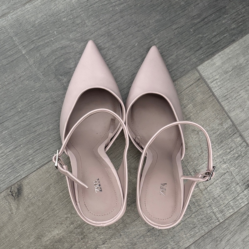 Zara Women's Blush Pink Pointed-Toe Heels